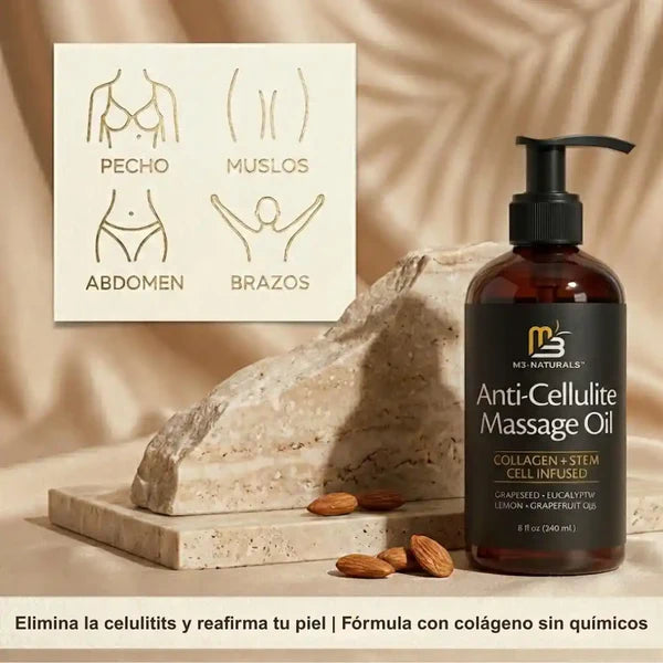 M3 Naturals™: Aceite Reafirmante & Anticelulitis + masajeador GRATIS🎁🎁🎁