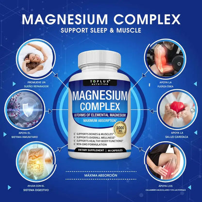 Magnesium Complex 1000 mg – EL ORIGINAL -  Mejor descanso, regresa al baño sin problemas y recuperación muscular
