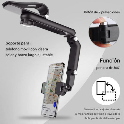 Safe View: Soporte 360° para Celular en Parasol: Manejá Seguro y con Todo a la Vista
