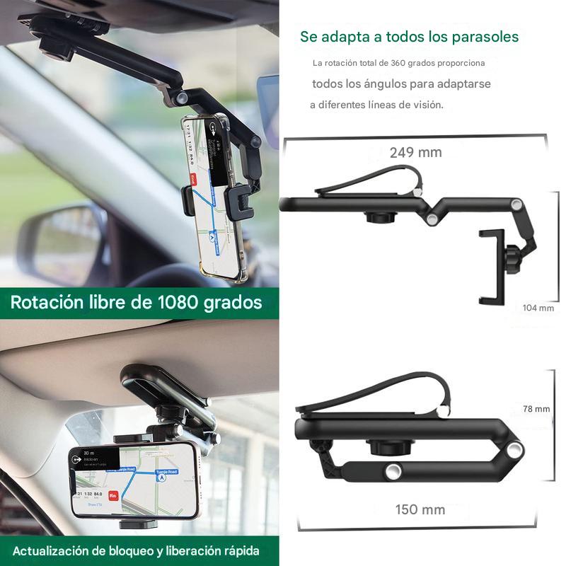 Safe View: Soporte 360° para Celular en Parasol: Manejá Seguro y con Todo a la Vista