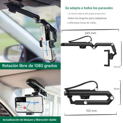 Safe View: Soporte 360° para Celular en Parasol: Manejá Seguro y con Todo a la Vista