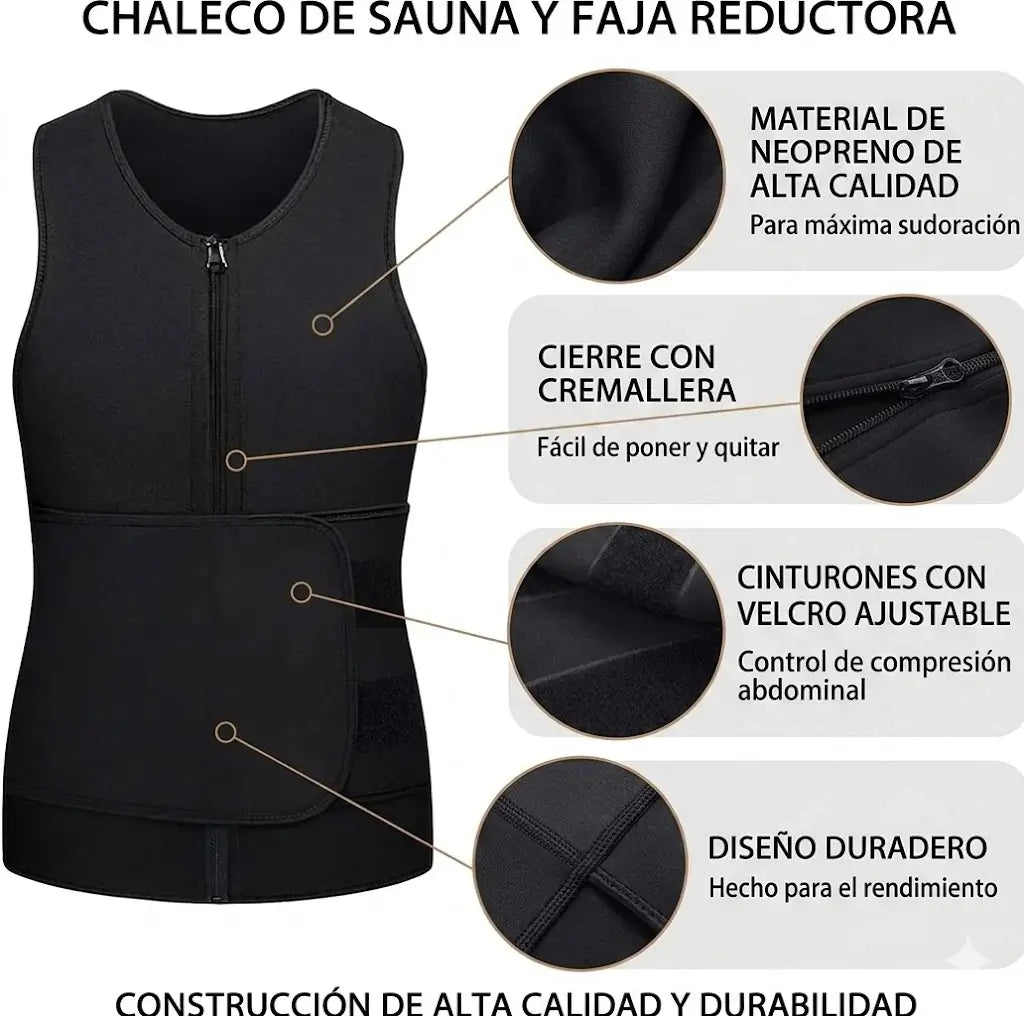 Chaleco moldeador corporal con cremallera de neopreno para sauna