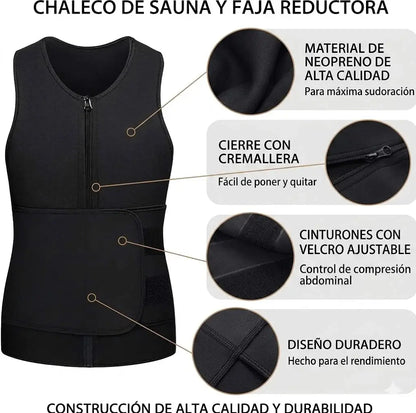 Chaleco moldeador corporal con cremallera de neopreno para sauna