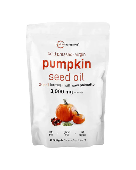 Aceite de semilla de calabaza, Prensado en frío,90 cápsulas blandas Micro Ingredients 100% Original