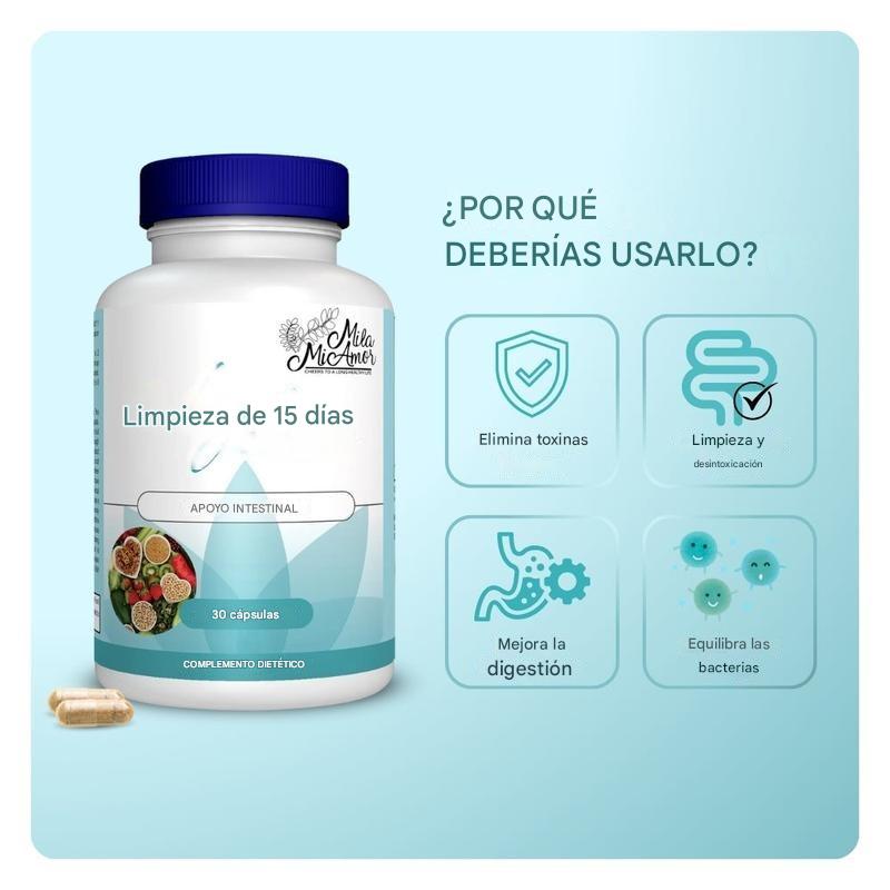 15 Days Cleanse Limpieza intestinal - Libérate de la hinchazón y recupera tu comodidad digestiva en solo 15 días