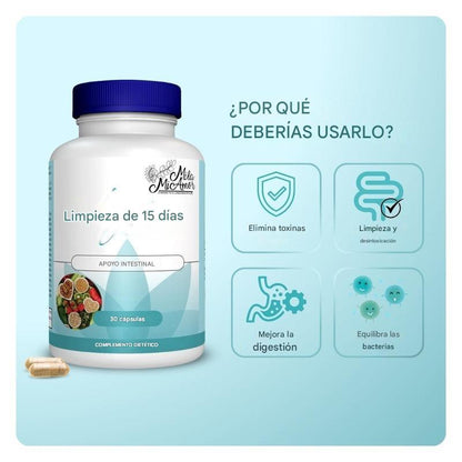 15 Days Cleanse Limpieza intestinal - Libérate de la hinchazón y recupera tu comodidad digestiva en solo 15 días
