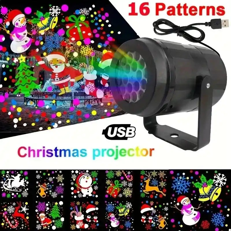 Proyector Navideño LED Ultra Brillante 16 figuras – Decora tu hogar en segundos