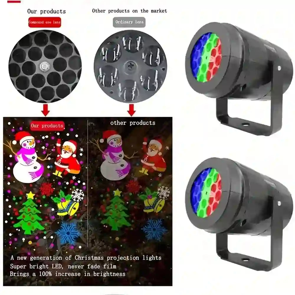 Proyector Navideño LED Ultra Brillante 16 figuras – Decora tu hogar en segundos