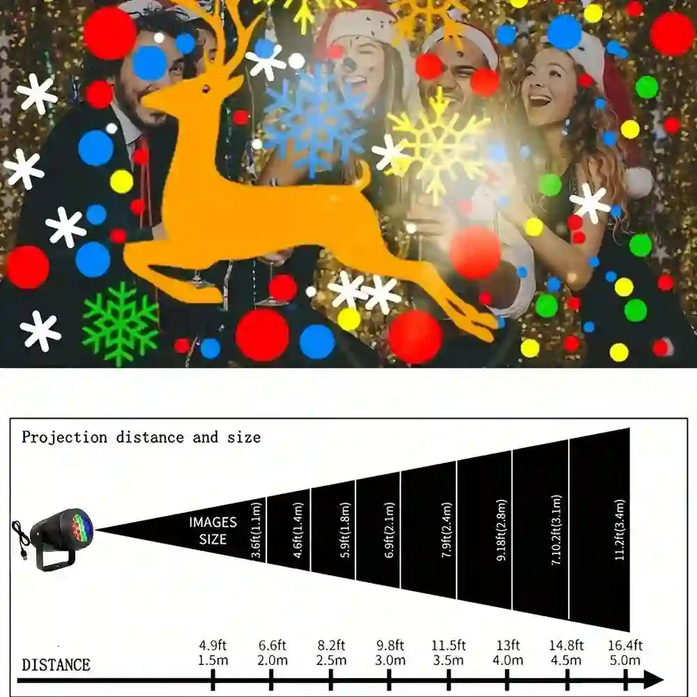 Proyector Navideño LED Ultra Brillante 16 figuras – Decora tu hogar en segundos