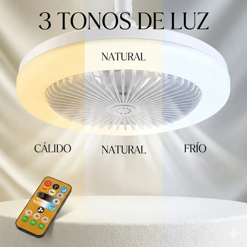 Ventilador Lámpara LED 2 en 1: Aire Fresco y Luz Potente que se Instala como una Bombilla