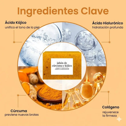 2x1 Jabón de cúrcuma y ácido kójico