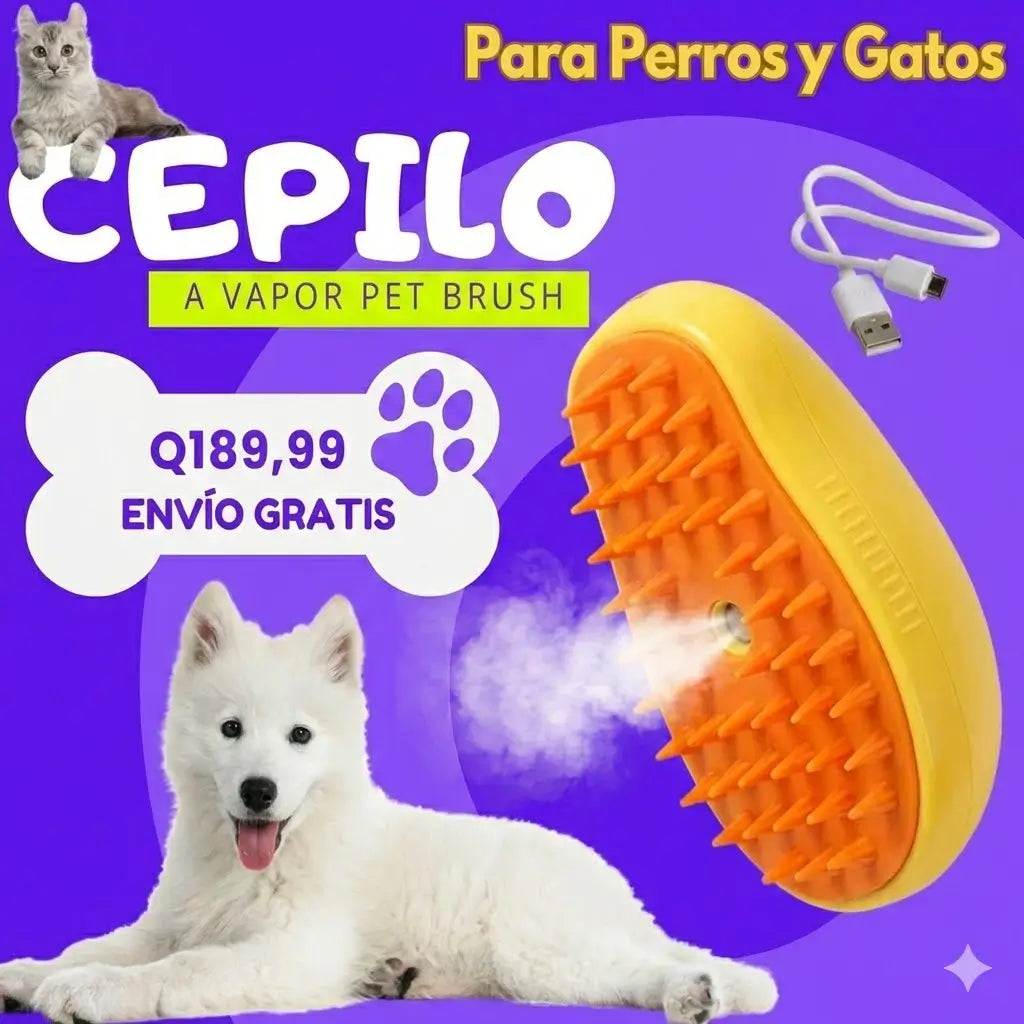 Cepillo 3 EN 1 PetGroomer™ Pro: Baño a Vapor para Gatos y Perros