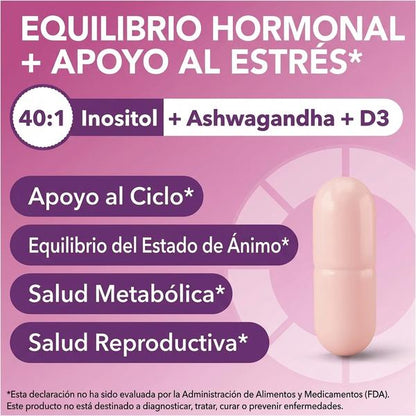 Myo-Inositol con Ashwagandha - Apoya Balance Hormonal y Ciclo Menstrual (30 Cápsulas)